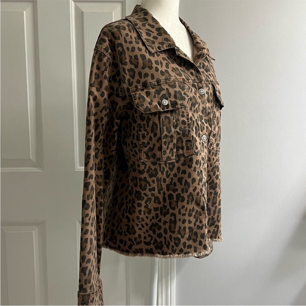 Kensie Leopard Print Jean Jacket Size L - Picture 3 of 9